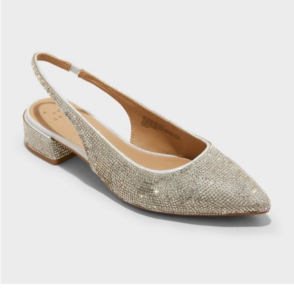 a new day Shoes - New- A New Day - Women's Elle Rhinestone Slingback Pointed Toe Pump Silver